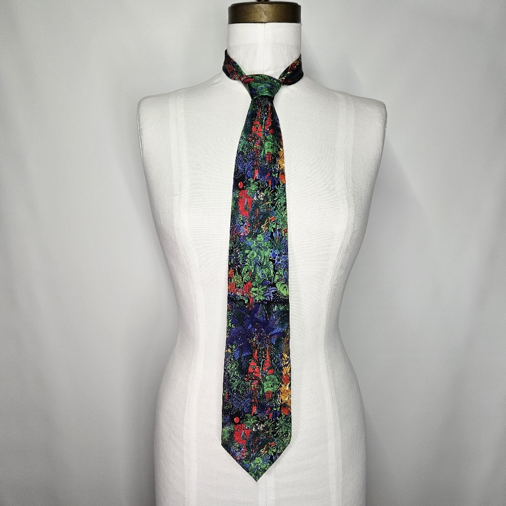 Jiang Tiefeng 60x3.5" RARE Necktie Tie 100% Silk Yunnan School Jungle Artist